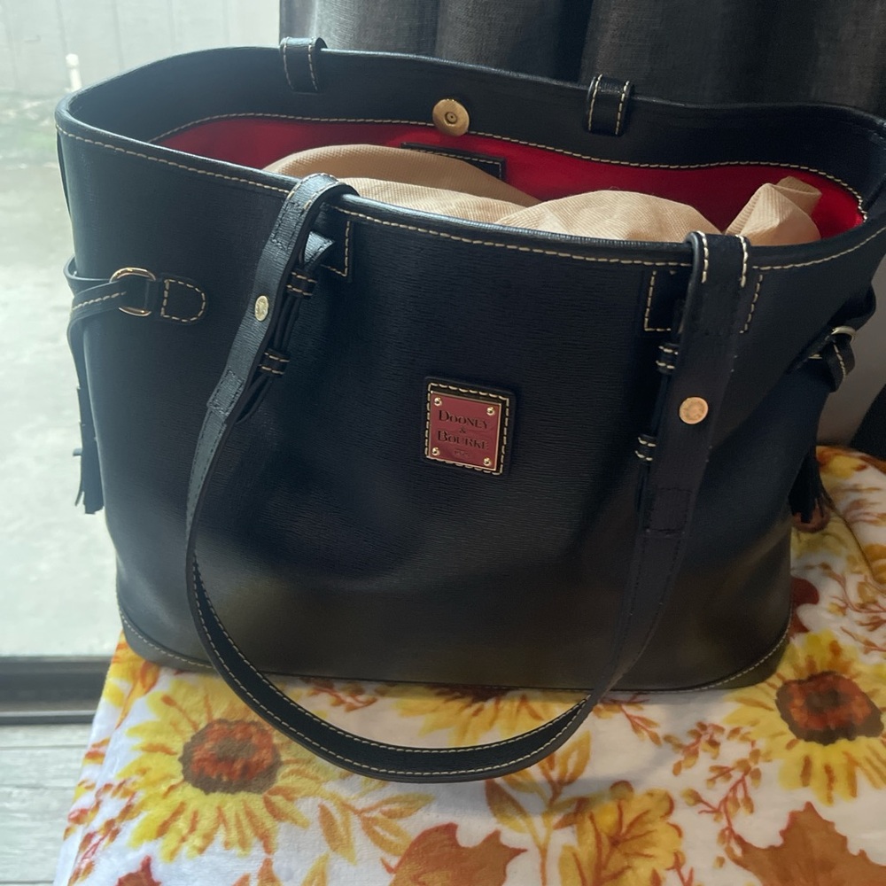 Dooney & Bourke Black Tote with Red Interior